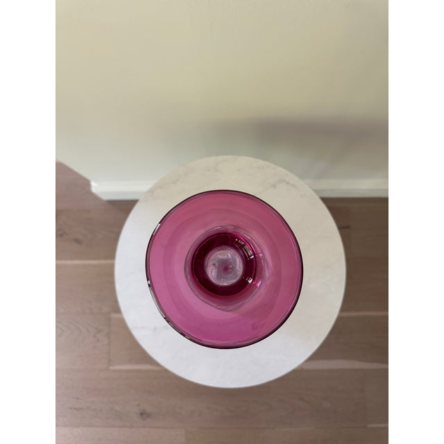 Pilgrim Art 1970s Fine Art Glass Cranberry Twisted Crystal Vase/Candleholder For Sale - Image 4 of 6