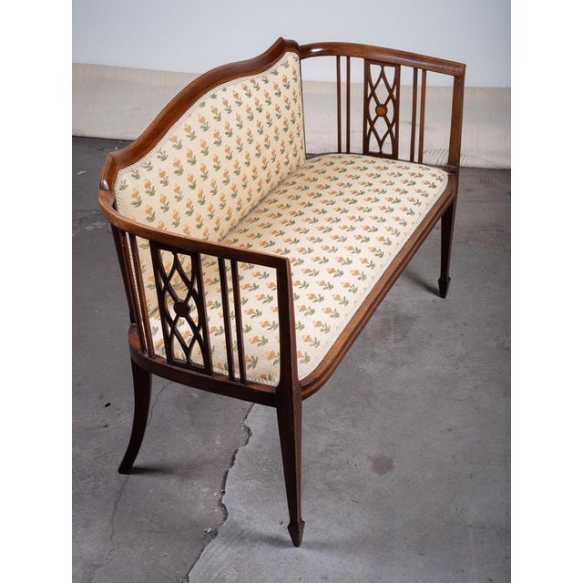 Art Nouveau 2-Seater Sofa or Bench in Mahogany, Early 1900s For Sale - Image 6 of 10