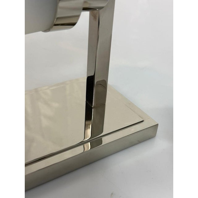 Pair of Marian Jamieson "Six of One" Nickel Wall Sconces With Frosted Glass For Sale - Image 10 of 17