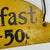 A Whimsical Vintage Wood Sign Advertising "Breakfast 35-50c" With Arching Metal Hook, Double Sided For Sale - Image 9 of 9