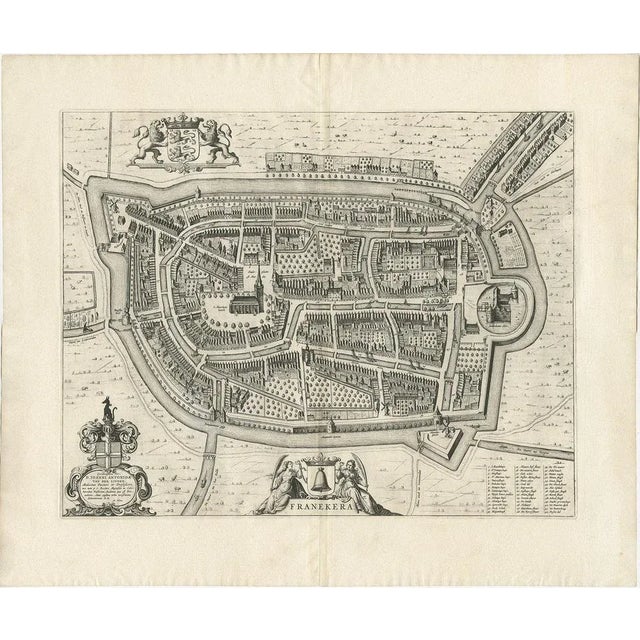 Antique Map of the City of Franeker by Blaeu, 1652 For Sale - Image 6 of 6