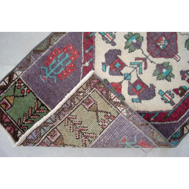 Purple 1970s Hand Knotted Turkish Small Rug Purple Accent Rug - 20'' X 39'' For Sale - Image 8 of 13