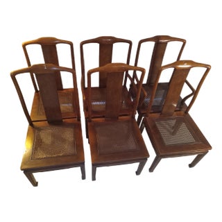 Set of 6 Henredon Regency Chinoiserie Mahogany & Cane Dining Chairs - Est. 1970s For Sale