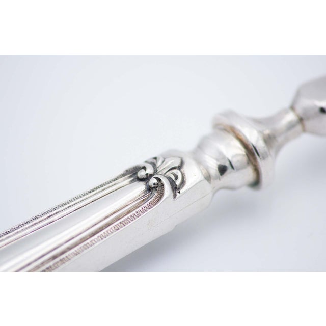 Silver Fish Serving Fork with Engravings, Cutouts, Relief and Shell-Shaped Handle For Sale - Image 4 of 5