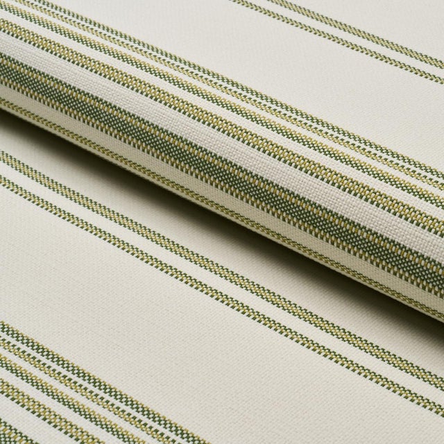 Schumacher Schumacher Solana Stripe Indoor/Outdoor Fabric In Green For Sale - Image 4 of 5
