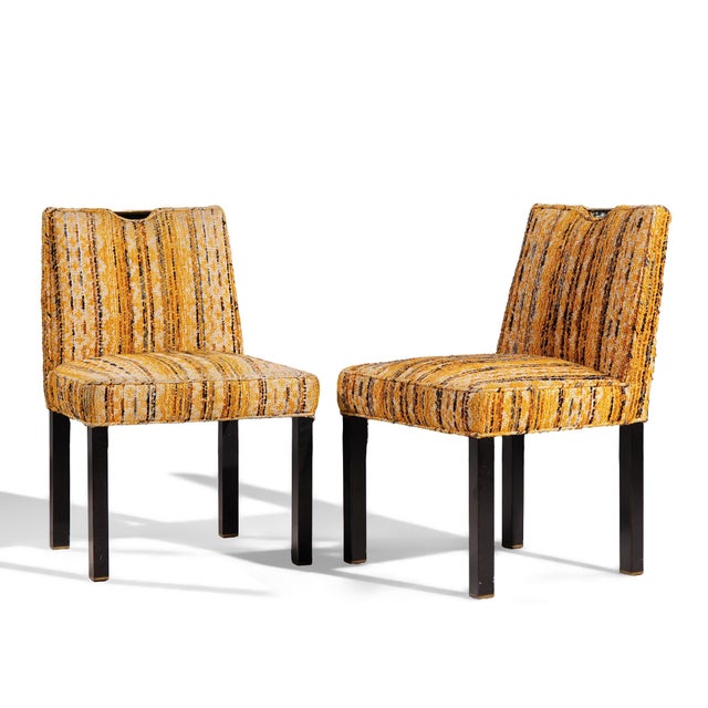 Mid-Century Modern Edward Wormley for Dunbar Mid Century Brass Handled Dining Chairs - Pair For Sale - Image 3 of 13