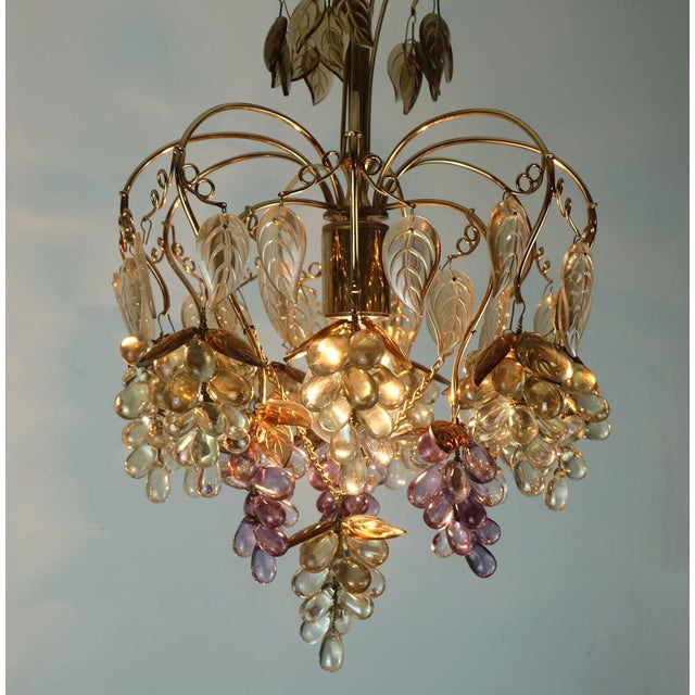 Metal Mid-Century Modern Pendant Light in Crystal Glass and Gilt Brass by Christoph Palme for Palwa, 1970s For Sale - Image 7 of 11