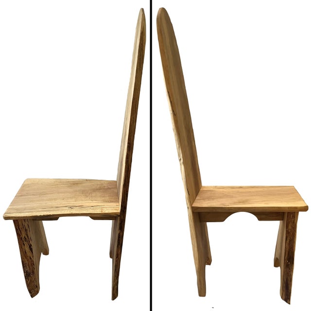 Wood Live Edge Solid Maple Plank Chair - Handcrafted by Montana Rancher For Sale - Image 7 of 10