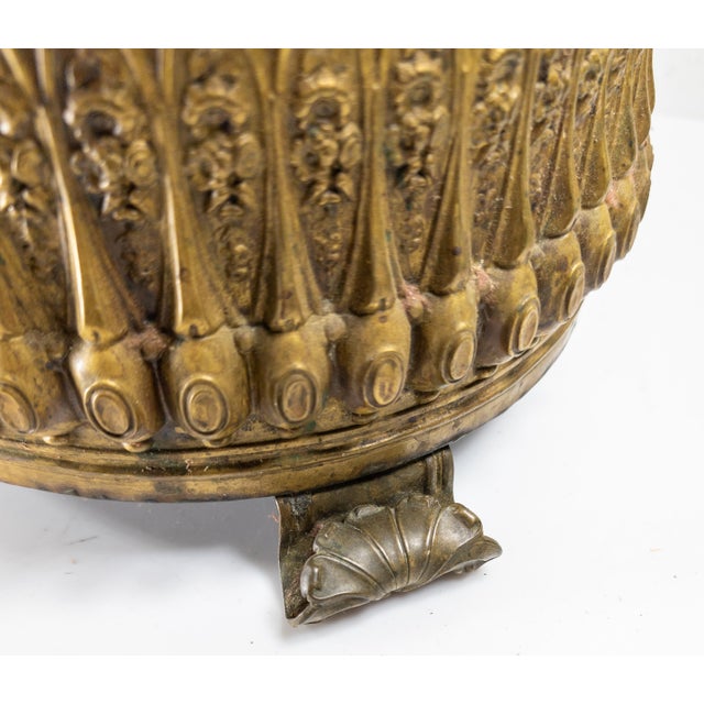 19th Century French Repousse Brass Coal Scuttle or Waste Basket, Fireplace For Sale - Image 18 of 18