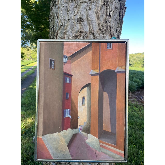 Metal Don F. Rogerson — Original Architectural Streetscape Mid Century Painting For Sale - Image 7 of 7