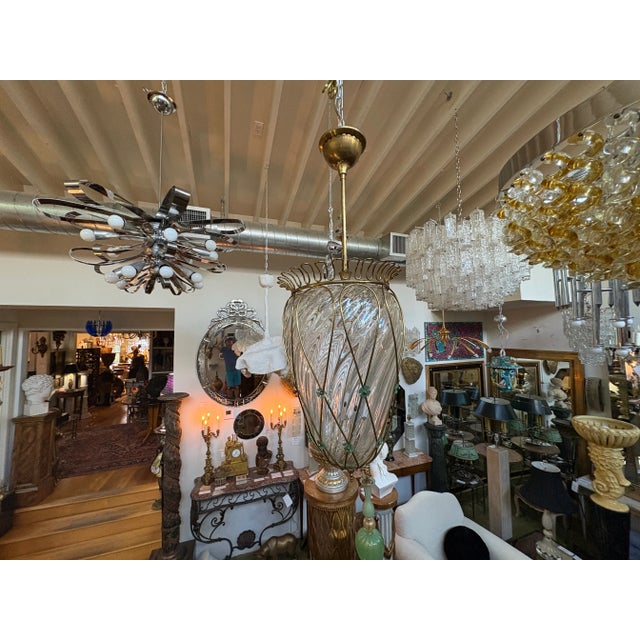 1960s Italian Bronze and Glass Lantern For Sale - Image 11 of 11