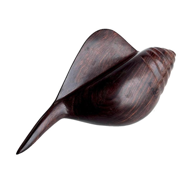 Vintage Hand Carved Ironwood Conch Shell For Sale - Image 11 of 17
