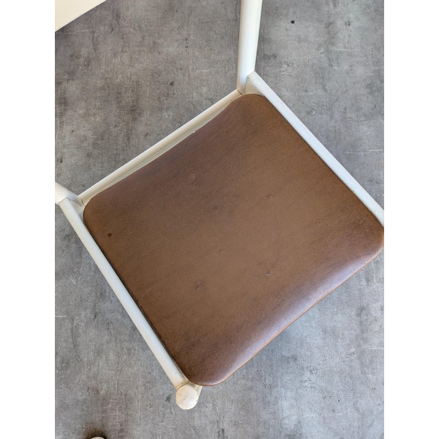 Vintage Dining Chair in White Beech Wood and Brown Leather Look Seat, 1970s For Sale - Image 18 of 18