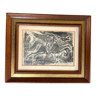 1950’s Abstract Expressionist Knight on Horse Lithograph For Sale