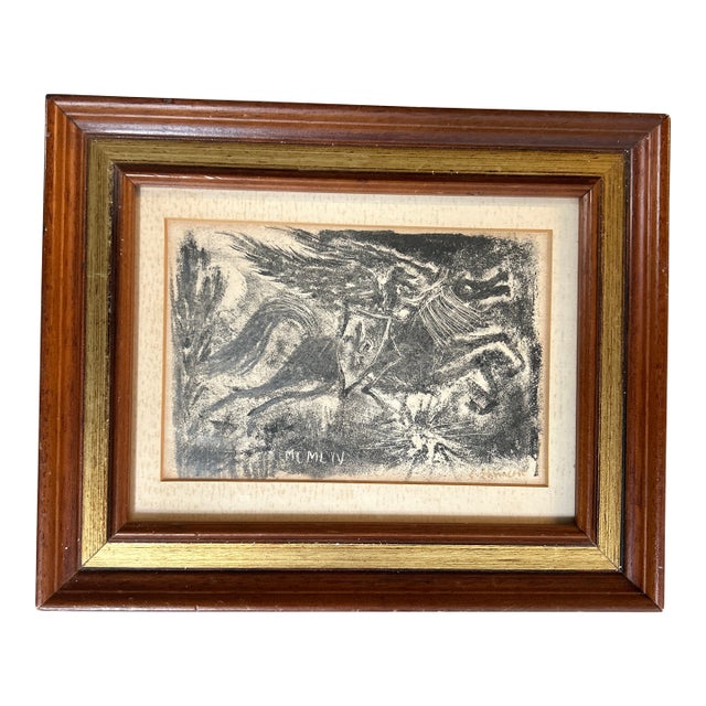 1950’s Abstract Expressionist Knight on Horse Lithograph For Sale