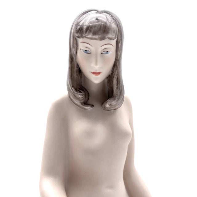 Ceramic Girl with Cat Porcelain Figurine by V. Xavier for Royal Dux Bohemia, 1960s For Sale - Image 7 of 13