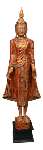 Burmese Carved Standing Buddha Statue