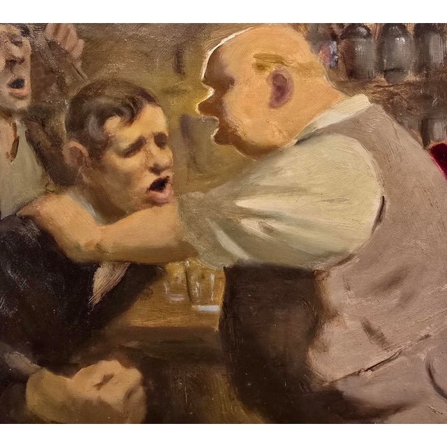 1900 - 1909 Edward Sylvester Hynes -the Pub Brawl -c.1903s Oil Painting For Sale - Image 5 of 10