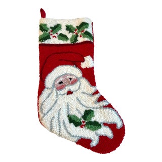 Vintage Needlepoint Santa Stocking For Sale