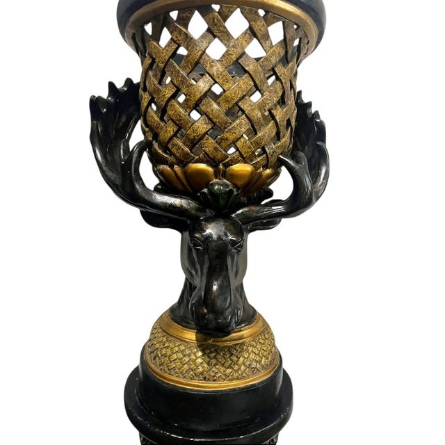 Majestic Rare Moose Pedestal Urn For Sale - Image 9 of 12