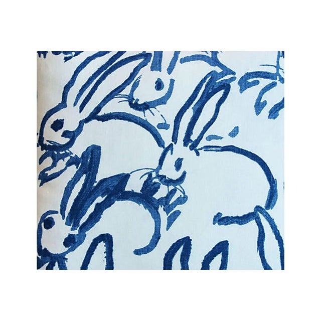 Abstract Blue & White Groundworks Hunt Slonem Bunny Hutch Feather/Down Pillow 17" Square For Sale - Image 3 of 6