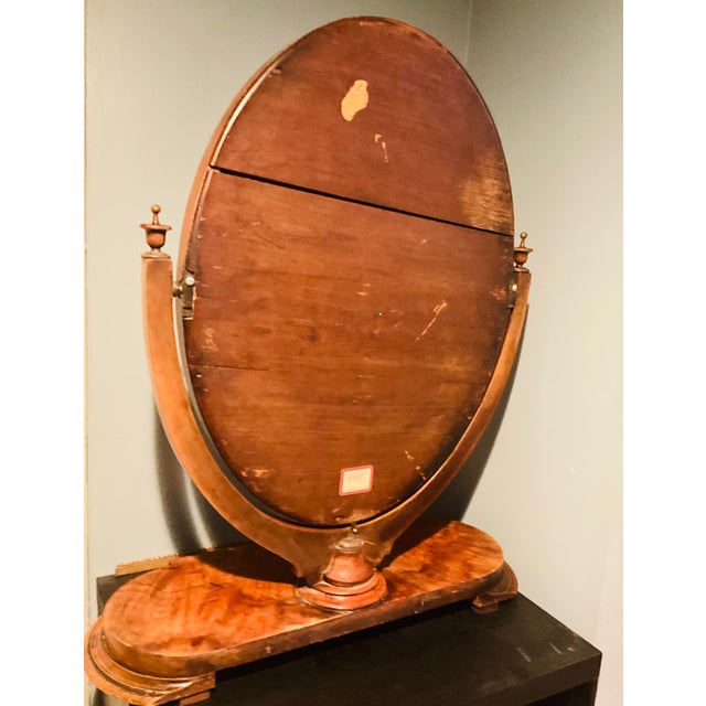 Brown Elegant Victorian Walnut Lyre-Form Dressing Mirror, Adjustable Tabletop Vanity, Circa 1870 For Sale - Image 8 of 11