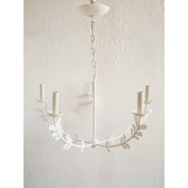 2020s Florian Troy Lighting White Gesso Leaf Motif Chandelier For Sale - Image 5 of 12