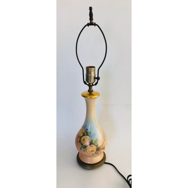 French Floral Style Transfer Table Lamp 22” For Sale - Image 4 of 9