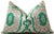Mid-Century Modern Hand-Knotted Silk Velvet Ikat Lumbar Pillow - 16x24 Emerald & Silver For Sale - Image 3 of 7