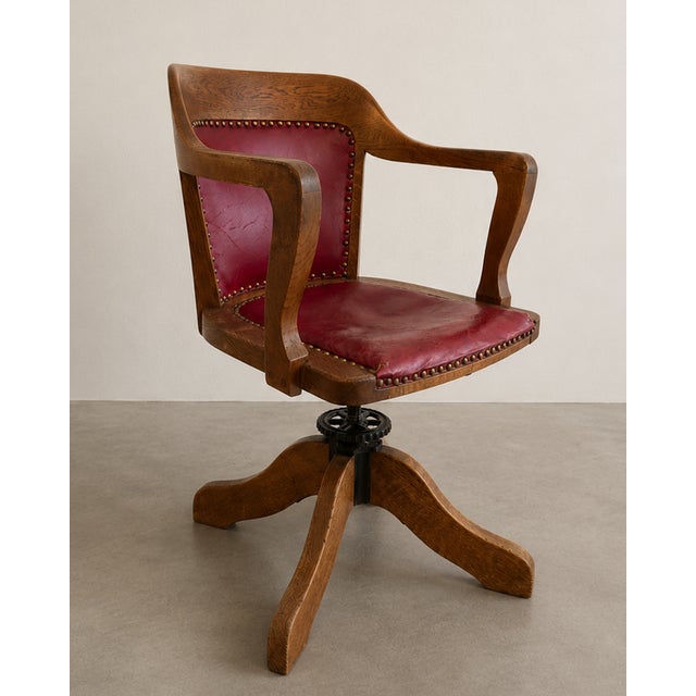Brown Vintage Swivel Chair from Horgenglarus, 1920s For Sale - Image 8 of 8