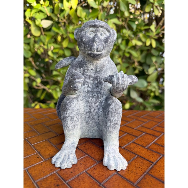 Vintage Cast Bronze Monkey Sculptures, 7.25”, Pair For Sale - Image 4 of 12