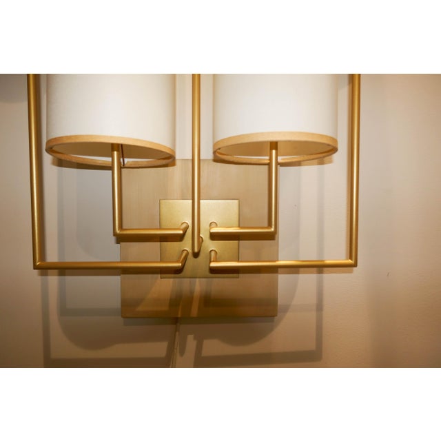 Metal Tiges5 Wall Sconces in Patinated Gold Metal and Fabric by Aymeric Lefort, Set of 2 For Sale - Image 7 of 18