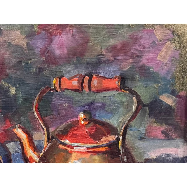 Orange "Copper Teapot With Apple and Orange" Oil Painting by Bruce Williamson For Sale - Image 8 of 13