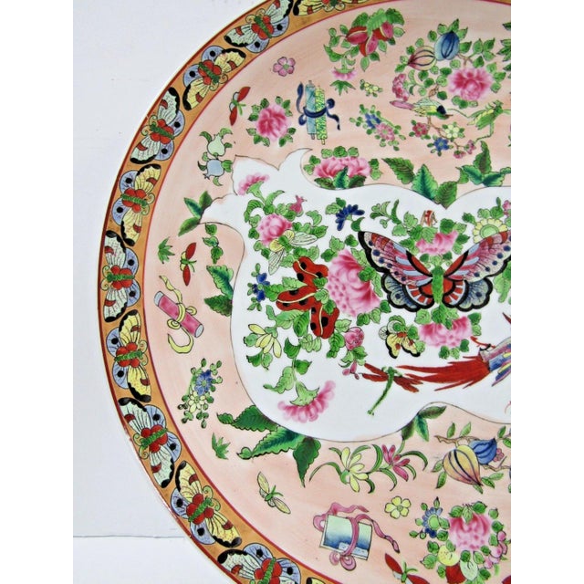 Asian 19th Century Famille Rose Canton Bowl or Plate With Butterfly Border and Insects For Sale - Image 3 of 12