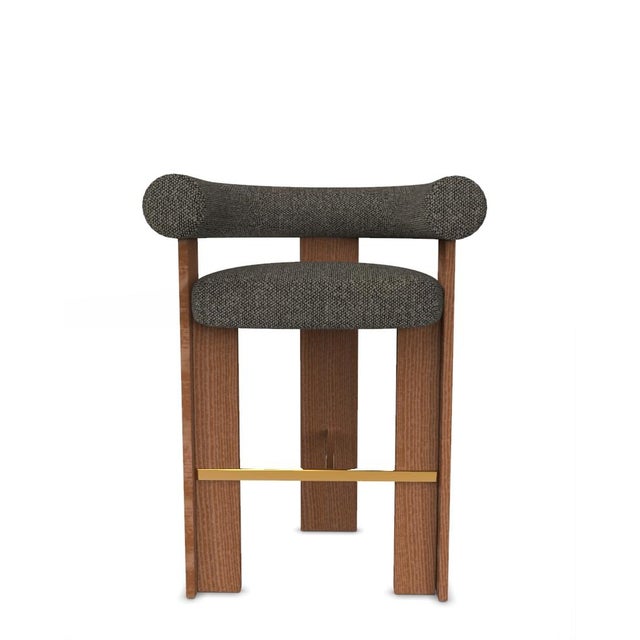 Metal Collector Modern Cassette Bar Chair in Safire 03 Fabric and Smoked Oak by Alter Ego For Sale - Image 7 of 7