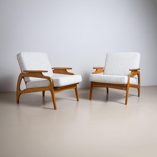 White Mid-20th Century Pair of Danish Lounge Chairs For Sale - Image 8 of 18