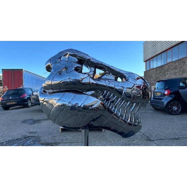 Tyrannosaurus Rex Sculpture in Stainless Steel For Sale - Image 13 of 15