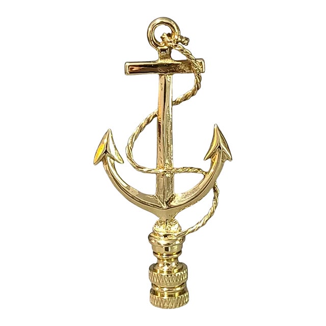Early 21st Century Solid Polished Brass Nautical Anchor Lamp Finial For Sale