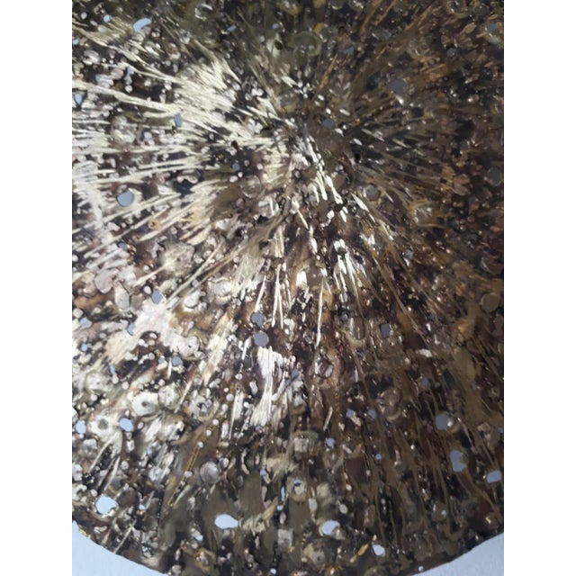 Vintage Perforated Brass Disc Sconce For Sale - Image 4 of 6