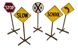 Set of 5 Vintage Instructional School Signs