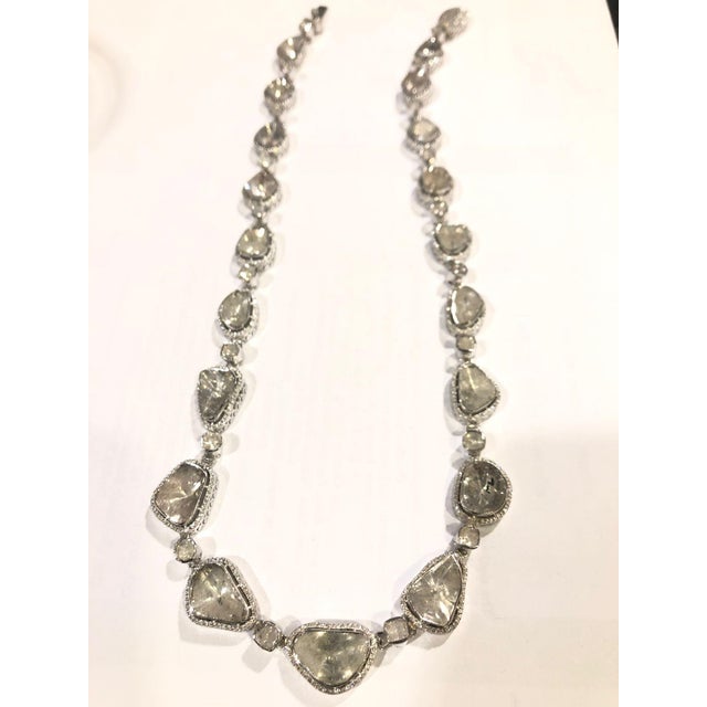 Late 20th Century Bochic "Orient" Vintage Natural Rose Cut Diamond Necklace Set in 18K Gold Over Silver For Sale - Image 4 of 18