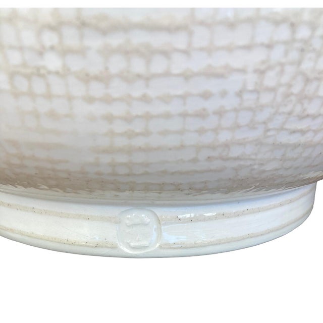 1990s Roy Hamilton Studio Pottery "Linen" Double Gourd Vase in Beige on Cream For Sale In Los Angeles - Image 6 of 9