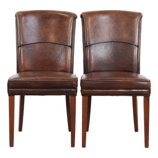 Dining Chairs in Sheepskin Leather, Set of 2 For Sale