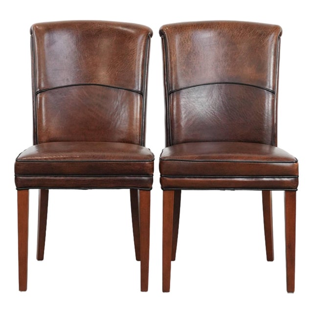 Dining Chairs in Sheepskin Leather, Set of 2 For Sale