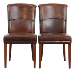 Dining Chairs in Sheepskin Leather, Set of 2