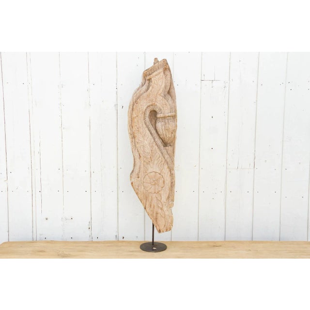 Tan Tall Antique Indian Carved Corbel For Sale - Image 8 of 10