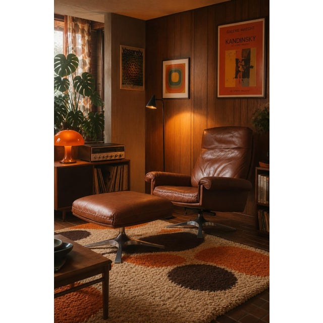 Mid-Century Modern Set of Vintage DS-31 Lounge Chair and Ottoman from de Sede, 1980 For Sale - Image 3 of 6