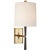 Barbara Barry for Visual Comfort Signature Refined Rib Sconce in Ebony Resin & Soft Brass with Linen Shade For Sale