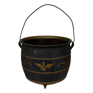 Antique Americana Patriotic Design Cast Iron Kettle For Sale