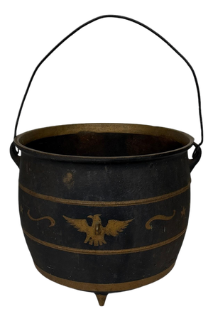 Antique Americana Patriotic Design Cast Iron Kettle